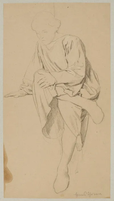 Study Of A Figure Sitting With Legs Crossed