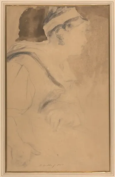 Study Of A Girl For Mary Queen Of Scots Escaping From Loch Leven Castle