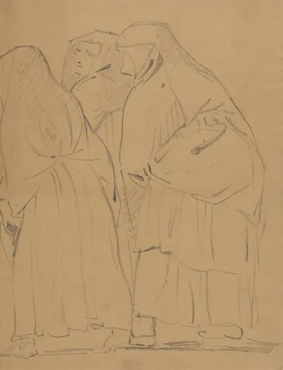 Study Of A Group Of Robed Standing Figures