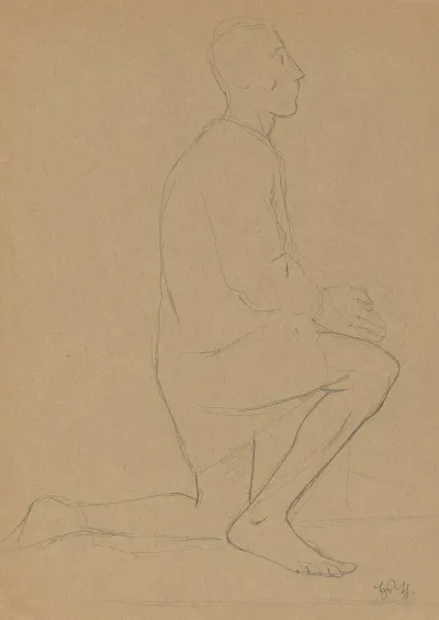 Study Of A Kneeling Man With His Hands Folded In A Gesture Of Prayer