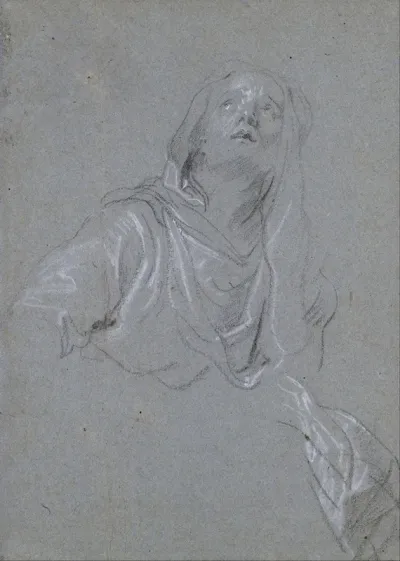 Study Of A Madonna Looking Upward