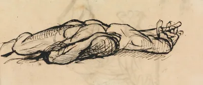 Study Of A Male Nude In A Laid Out Position On The Floor