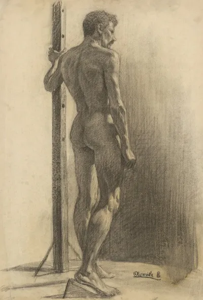 Study Of A Man Holding A Pole