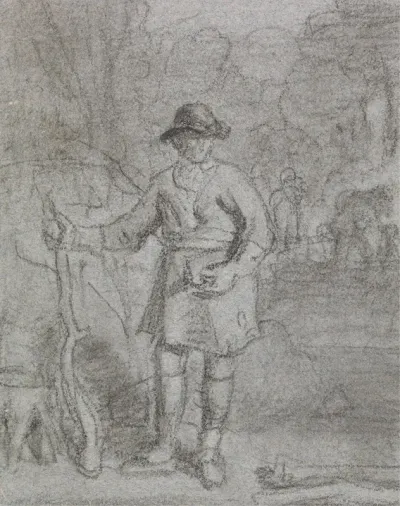 Study Of A Man Holding A Stick
