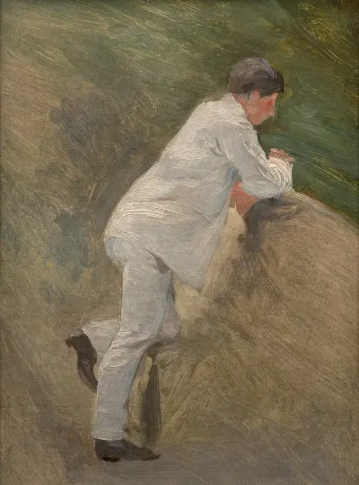 Study Of A Man In A White Suit For En Bateau Sisley Et Sa Femme