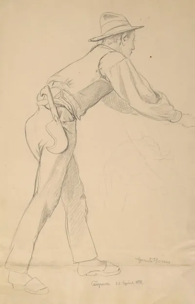 Study Of A Man In Sabots And A Hat With A Knife At His Waist Peasant From Cargnaco In Northern Italy