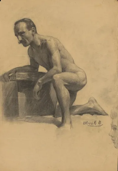 Study Of A Man Kneeling On One Knee