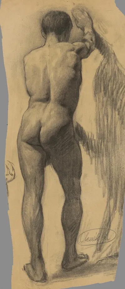 Study Of A Man Leaning On A Wall