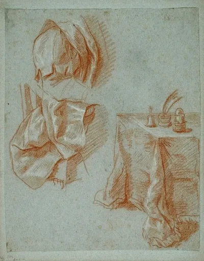 Study Of A Man Seated At A Table