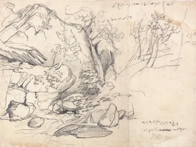 Study Of A Mountain With Trees