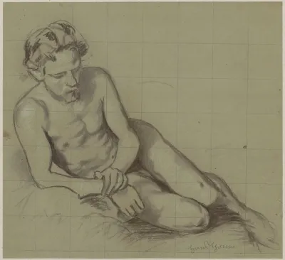 Study Of A Naked Man Lying On His Right Side