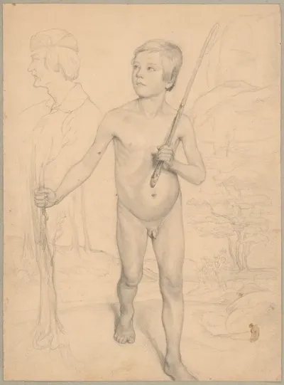 Study Of A Nude Boy Against A Landscape