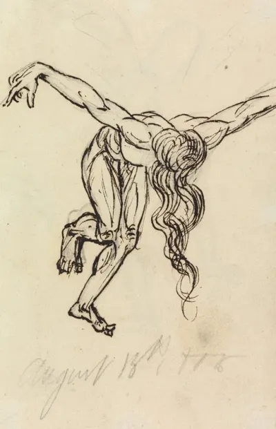 Study Of A Nude Leaning Forward With Arms Extended Out