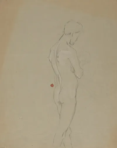 Study Of A Nude Man Holding A Skull