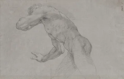 Study Of A Nude Man In An Action Pose Seen From The Side