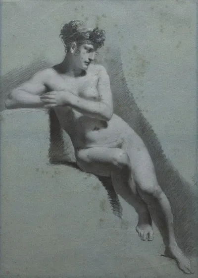 Study Of A Nude Woman Seated Looking To The Right