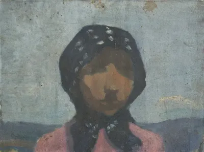 Study Of A Peasant In A Black Spotted Scarf