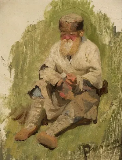 Study Of A Peasant On The Grass