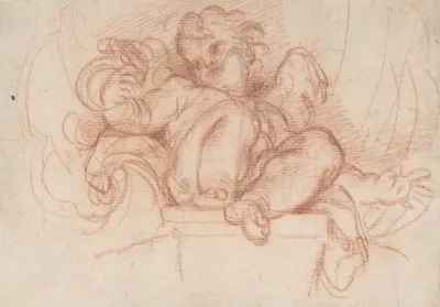 Study Of A Putto Seated On A Corbel In A Shell Niche