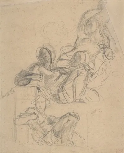 Study Of A Reclining Figure And A Seated Figure Holding A Lyre