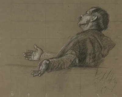 Study Of A Robed Figure For The Quest Of The Holy Grail Mural Series At Boston Public Library