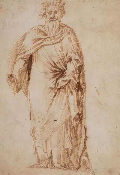 Study Of A Robed Man Holding A Torch