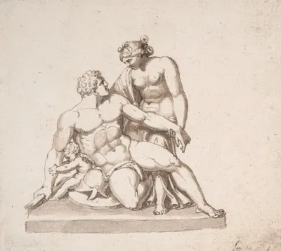 Study Of A Sculptural Group Mars Venus And Cupid
