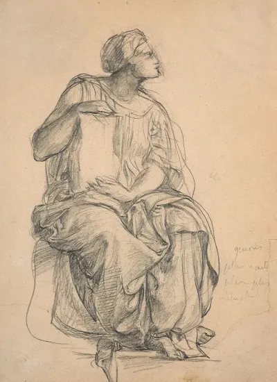 Study Of A Seated Figure Facing Right