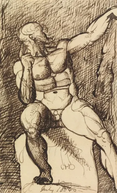 Study Of A Seated Male Nude 2