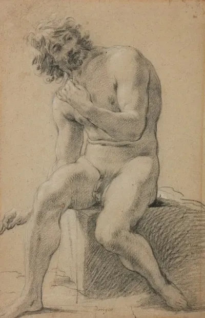 Study Of A Seated Male Nude 3