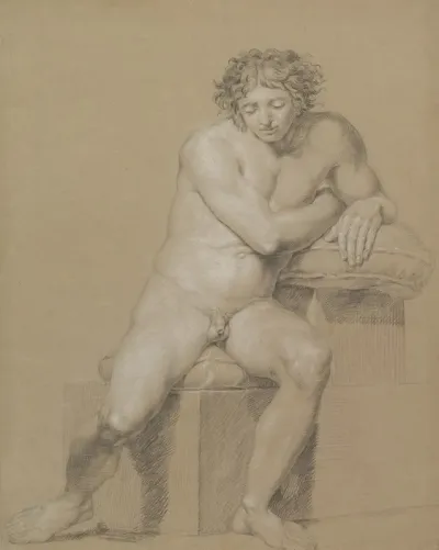 Study Of A Seated Male Nude
