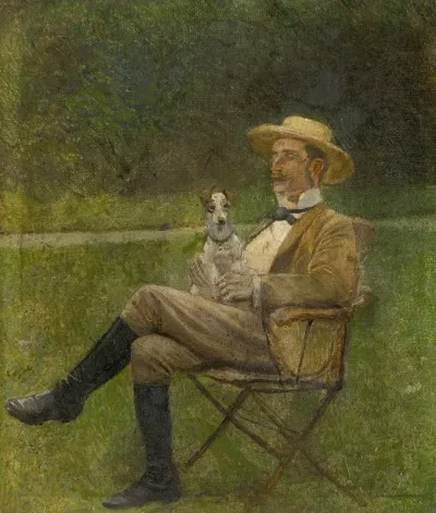 Study Of A Seated Man With A Dog