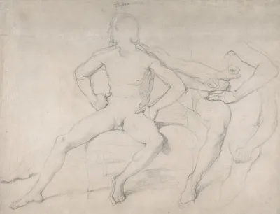 Study Of A Seated Nude Male
