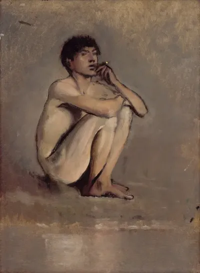 Study Of A Seated Nude Of A Young Man