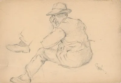 Study Of A Seated Villager With Proped Up Hand
