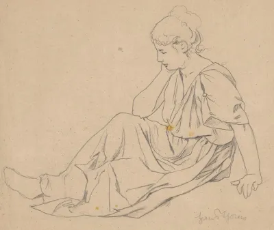 Study Of A Seated Woman Dressed In A Long Robe