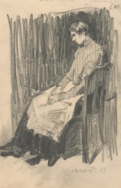 Study Of A Seated Woman With An Apron