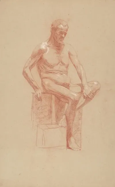 Study Of A Sitting Male Nude 2