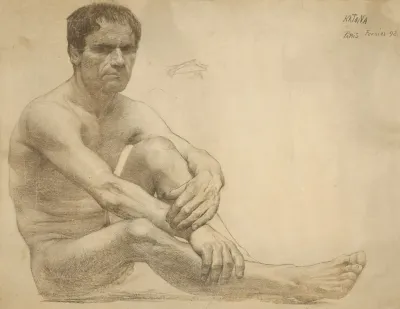 Study Of A Sitting Male Nude