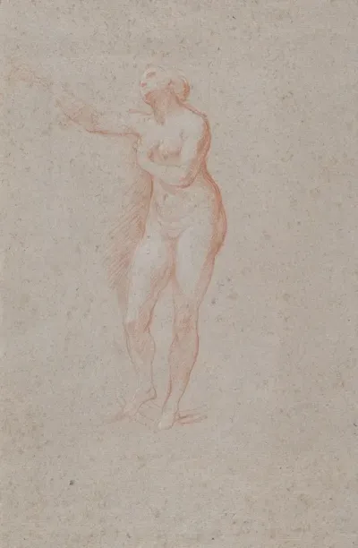 Study Of A Standing Female Nude In A Beckoning Poseturned Toward Left