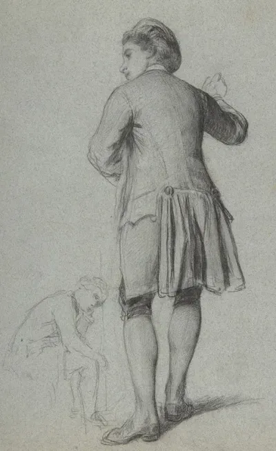 Study Of A Standing Man Knocking Sketch Of A Sitting Man