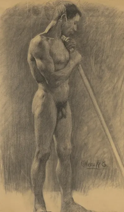 Study Of A Standing Man With A Stick