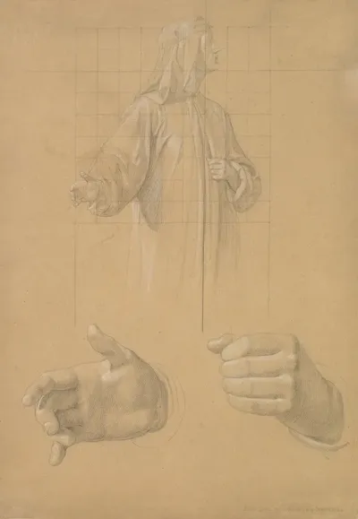 Study Of A Standing Man With Headcloth And Two Studies Of His Hands