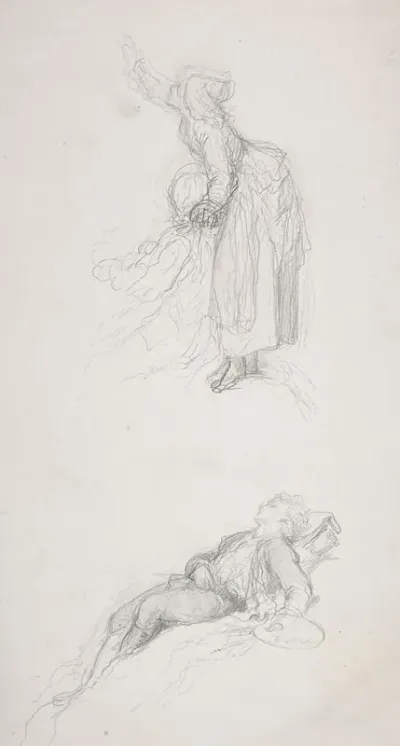 Study Of A Standing Woman With A Sitting Man Study Of A Resting Artist