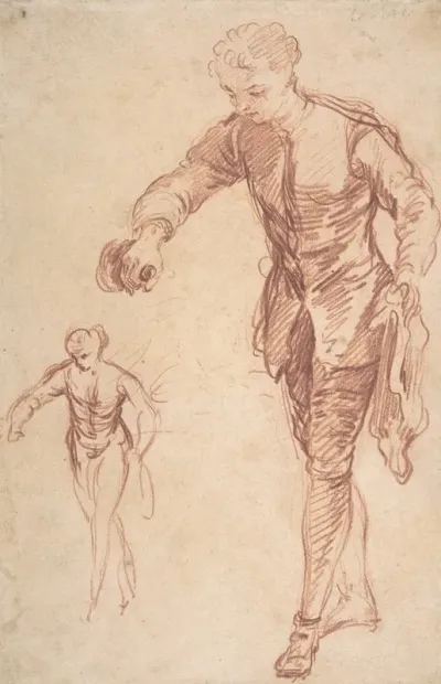 Study Of A Valet Pouring Wine