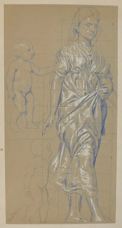 Study Of A Woman And Two Studies Of A Nude Child