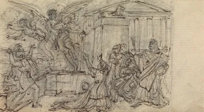 Study Of A Woman Being Taken Away By A Winged Being