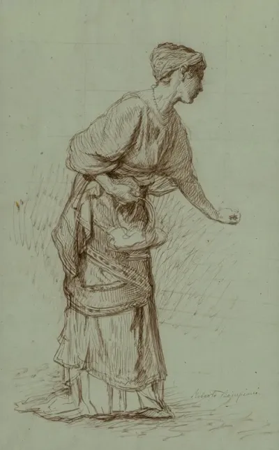 Study Of A Woman Holding A Basket