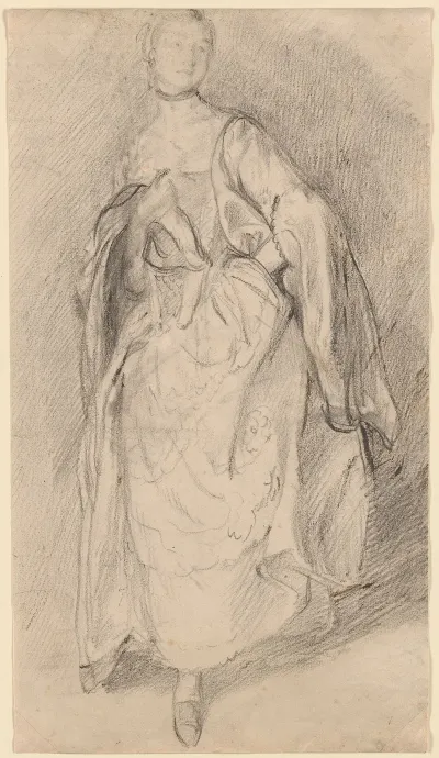 Study Of A Woman Holding A Shawl