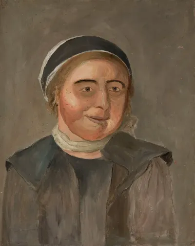 Study Of A Woman In A Black And White Cap